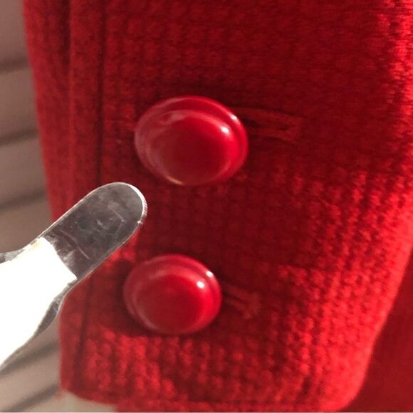 Valentino Vintage Red Blazer Dress Black Roses Size 6 - Picture 14 of 14